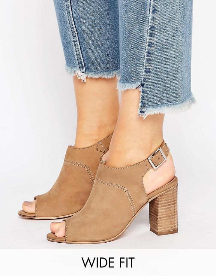 Asos Elder Wide Fit Leather Peep Toe Shoe Boots - Beige