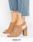 Asos Elder Wide Fit Leather Peep Toe Shoe Boots - Beige
