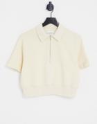 Abercrombie & Fitch Short Sleeve Half Zip Polo In Tan-brown