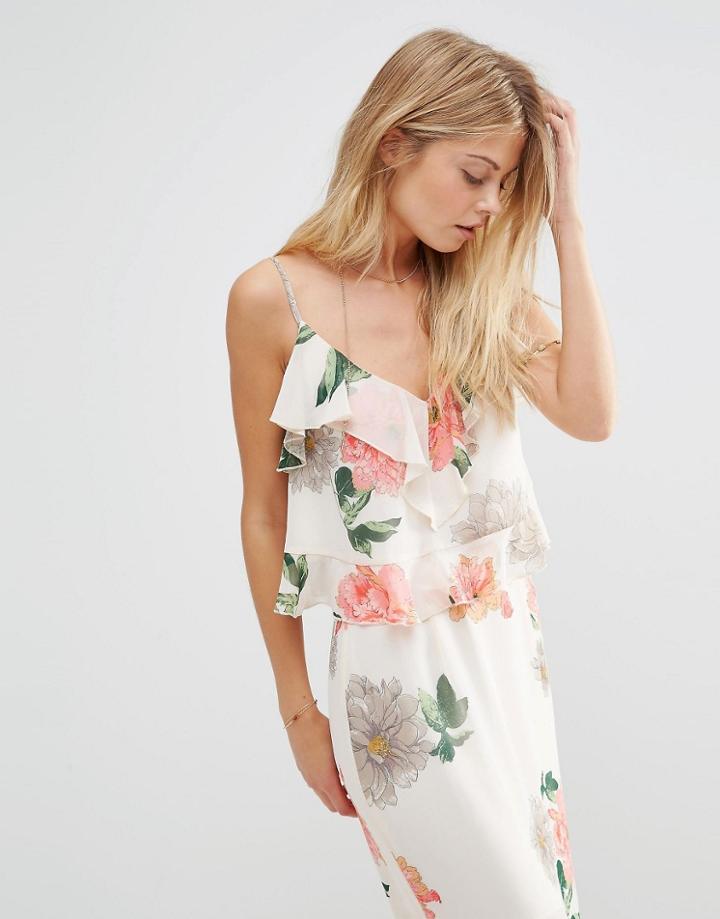 Asos Floral Ruffle Cami Top - Multi