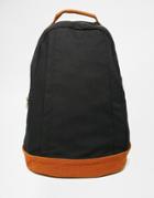 Asos Backpack In Black Canvas With Faux Suede Trims - Black