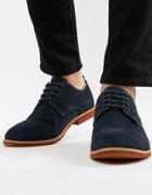 Silver Street Duke Derby Shoes In Navy Suede - Blue