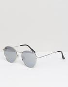 Monki Reflective Round Lense Sunglasses - Black