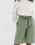 Asos Design Relaxed Board Short In Washed Twill - Green