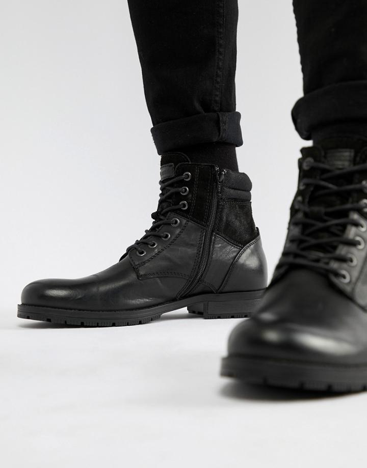 Jack & Jones Leather Boot - Black