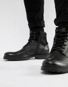 Jack & Jones Leather Boot - Black
