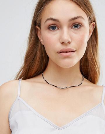 Ashiana Beaded Choker Necklace - Black