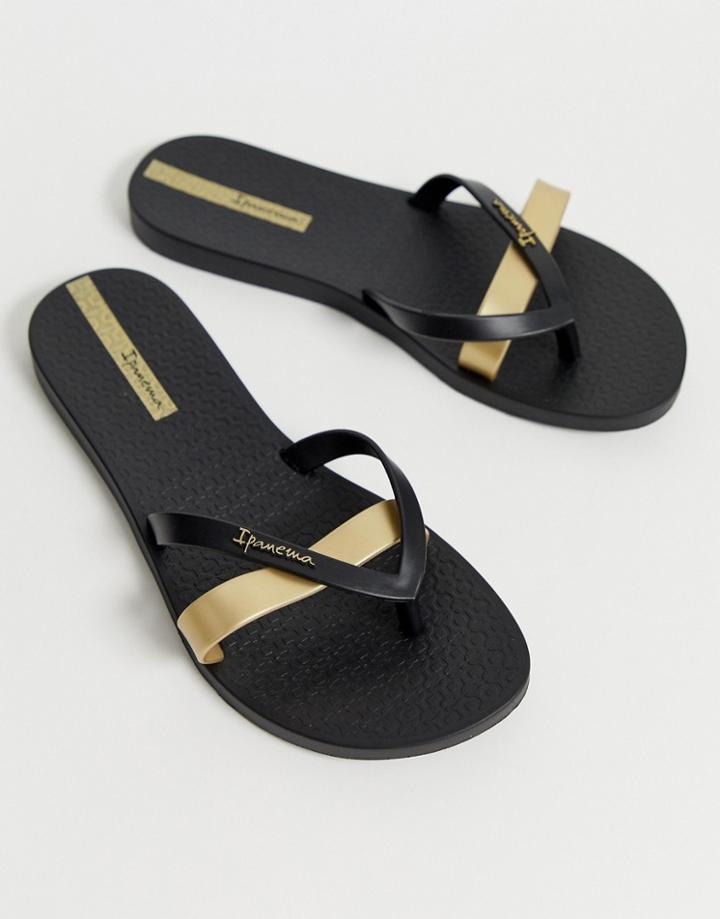 Ipanema Metallic Flip Flops-black