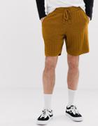 Asos Design Knitted Textured Shorts In Tan