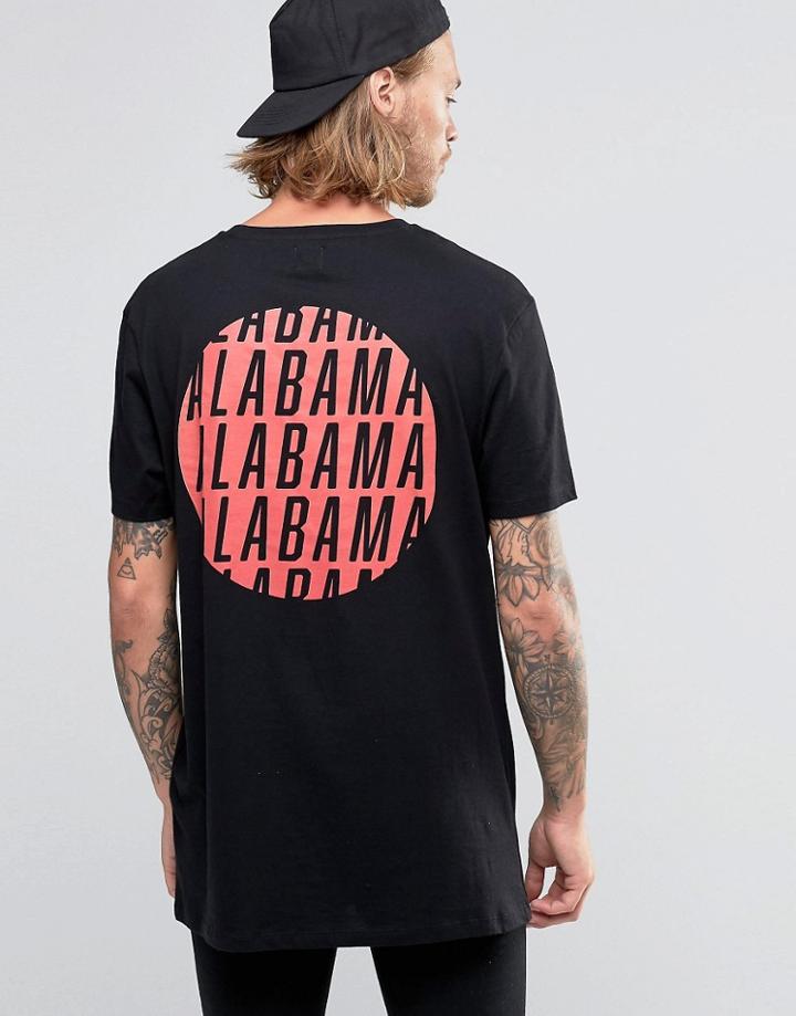 Asos Longline T-shirt With Alabama Chest And Back Print - Black