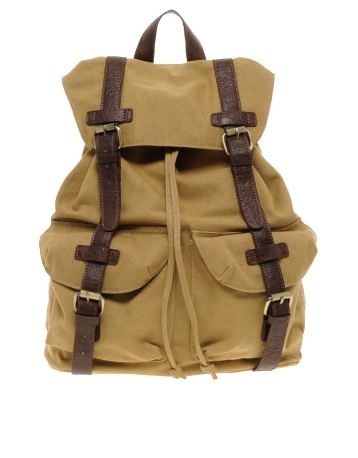 Asos Canvas Backpack With Contrast Straps