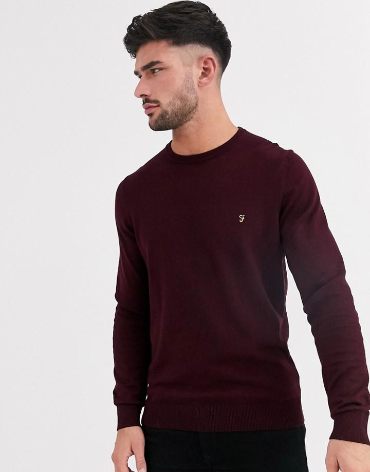 Farah Mullen Cotton Crew Neck Sweater In Red