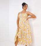 Simply Be Tiered Sundress In Yellow Floral-multi