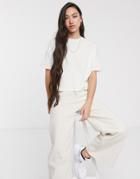 Weekday 100% Organic Cotton Boxy Crop T-shirt In Off-white-black