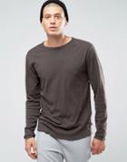 Only & Sons Long Sleeve Top With Raw Edge Hem - Gray