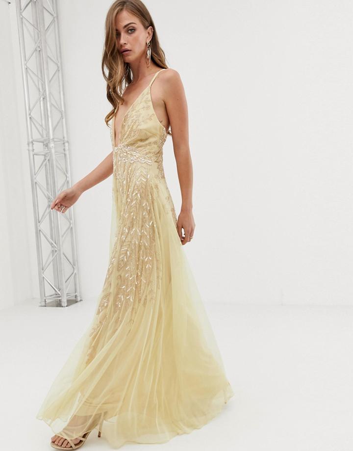 Asos Design Cami Feather Embellished Maxi Dress - Multi