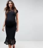 Bluebelle Maternity Lace Dress With Pephem - Black