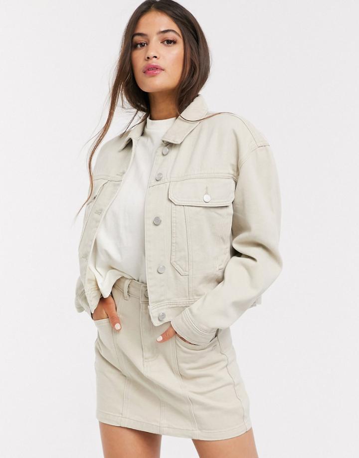 Pull & Bear Denim Jacket Two-piece In Beige-neutral