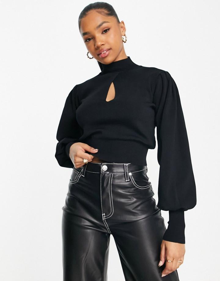 Urban Bliss Key Hole Kitted Sweater In Black