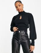 Urban Bliss Key Hole Kitted Sweater In Black