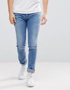 Diesel Sleenker Jeans In Lightwash With Abrasions - Blue