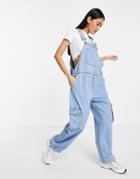 Dr Denim Straight Leg Overalls In Blue