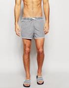 Asos Short Length Runner Swim Shorts In Gray With Acid Wash - Gray