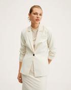 Mango Button Up Blazer In Ecru-white