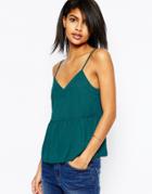 Asos Soft Gathered Pretty Cami Top - Teal