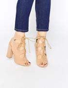 Truffle Collection Vela Ghillie Block Heeled Sandals - Nude Mf
