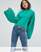 Asos Tall Hoodie With Dramatic Balloon Sleeve - Green