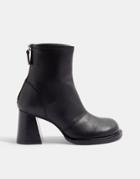 Topshop Round Toe Skinny Heeled Boots In Black