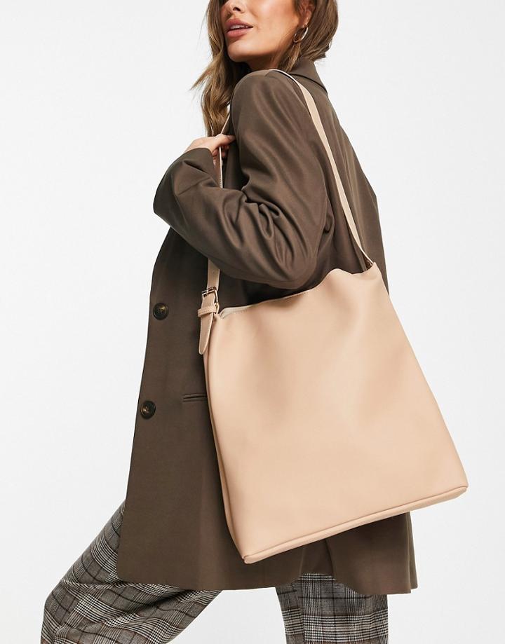 Glamorous Oversized Shoulder Bag In Light Beige-neutral