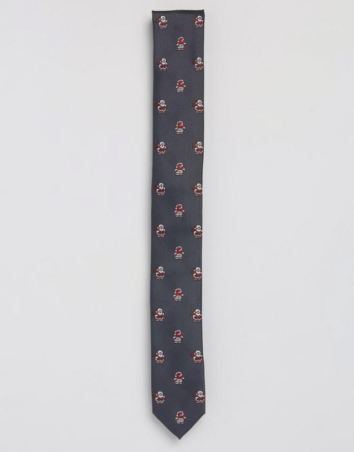 Asos Holidays Tie With Santa Flashing Print - Gray