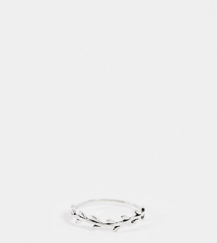 Kingsley Ryan Curve Fine Leaf Ring In Sterling Silver