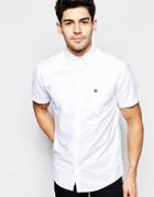 Selected Homme Short Sleeve Oxford Shirt In Regular Fit - White