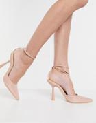 Public Desire Decision Heeled Shoes With Anklet In Beige-neutral