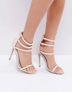 Missguided Nude Four Strap Barely There Heels - Beige