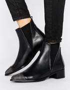 Bronx Leather Boot With Chain Toe - Black