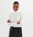 Collusion Tall Long Sleeve Roll Neck Top - White