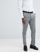 Asos Design Skinny Suit Pants In Prince Of Wales Check-gray