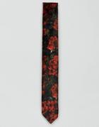 Noose & Monkey Tie In Printed Velvet - Red