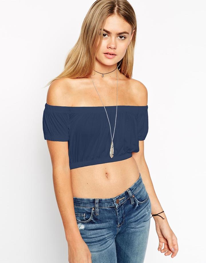 Asos The Off Shoulder Crop Top - Black $7.00