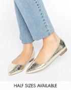 Asos Lost Pointed Ballet Flats - Gold