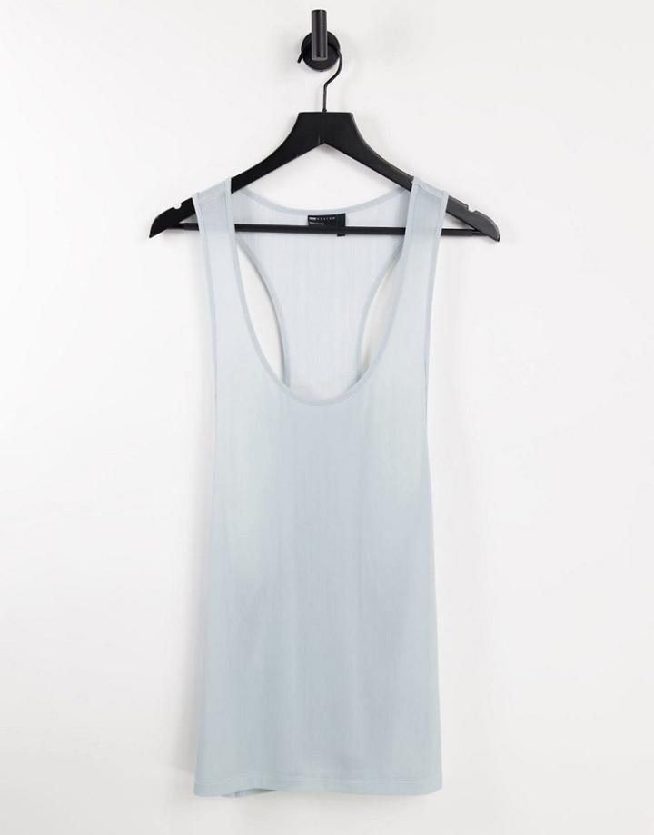 Asos Design Relaxed Tank With Racer Back In Gray Texture-grey