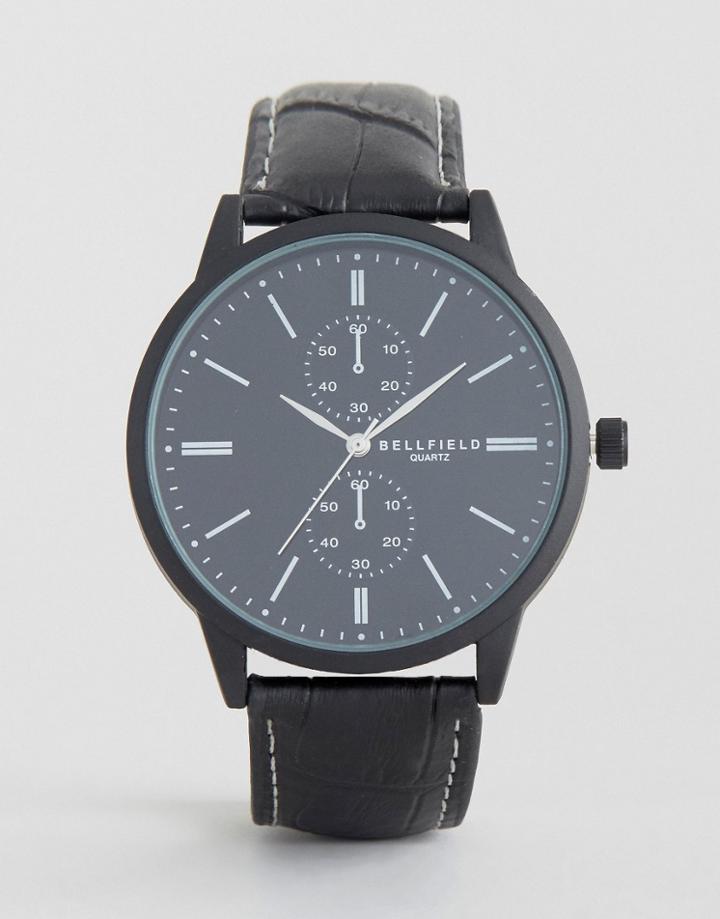 Bellfield Black Watch With Imitation Inner Dials - Black