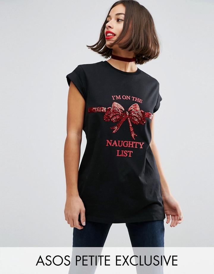 Asos Petite Holidays Bow T-shirt - Black