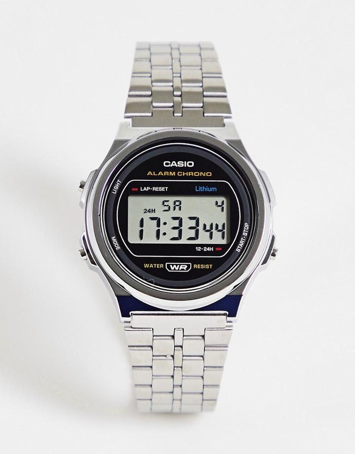 Casio Vintage Unisex Round Digital Bracelet Watch In Silver A171we-1aef