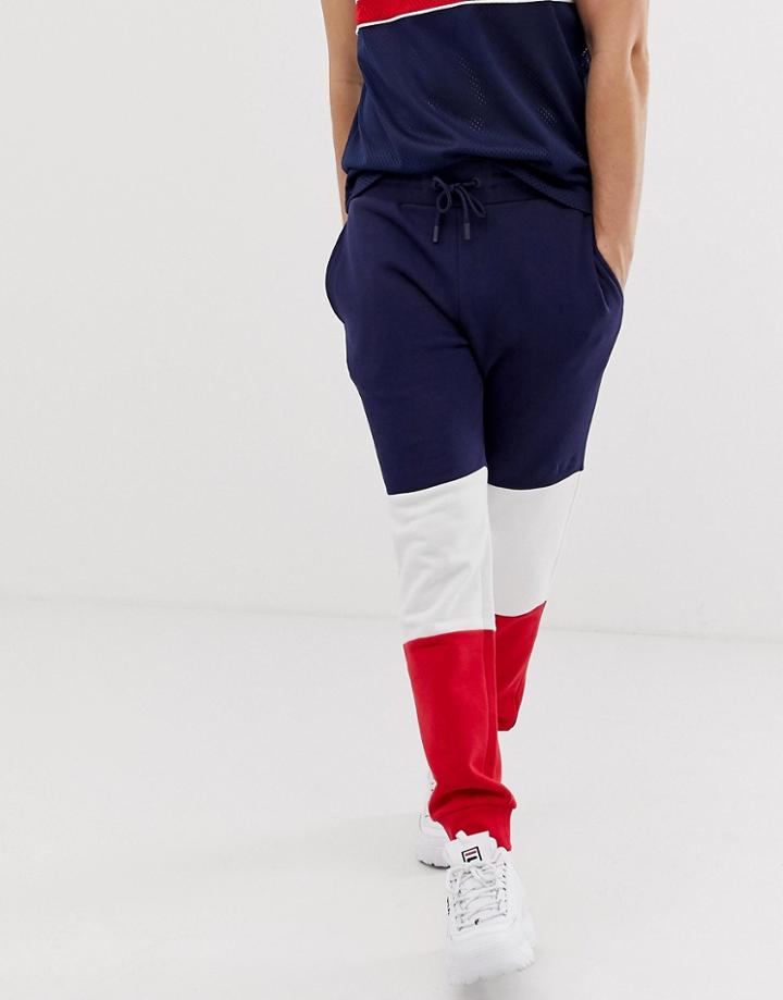 Fila Hank Color Block Sweatpants In Navy