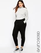 Asos Curve Jersey Peg Pant With Wrap Detail - Black
